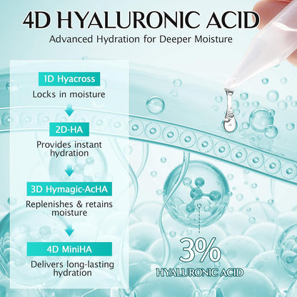 3% Hyaluronic Acid Serum for Face,Ultra-Hydrating Hyaluronic Acid Serum Tube Smooth Skin Deep Moisturizing Facial Serum for Anti-Aging with 30 Pcs Single-Use Vials Design