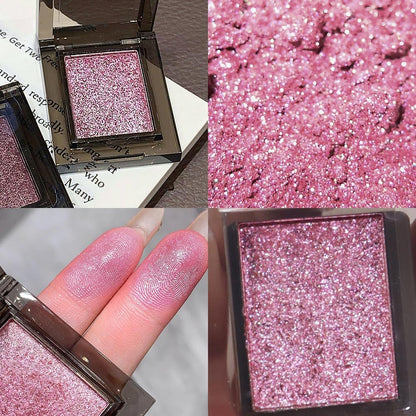 Single Nude Pink Shimmer Eyeshadow,Monochrome Eye Shadow,Apply Makeup Easily,Glitter Pressed Powder Single Eyeshadow,24 Hour Eye Makeup Longwear Waterproof