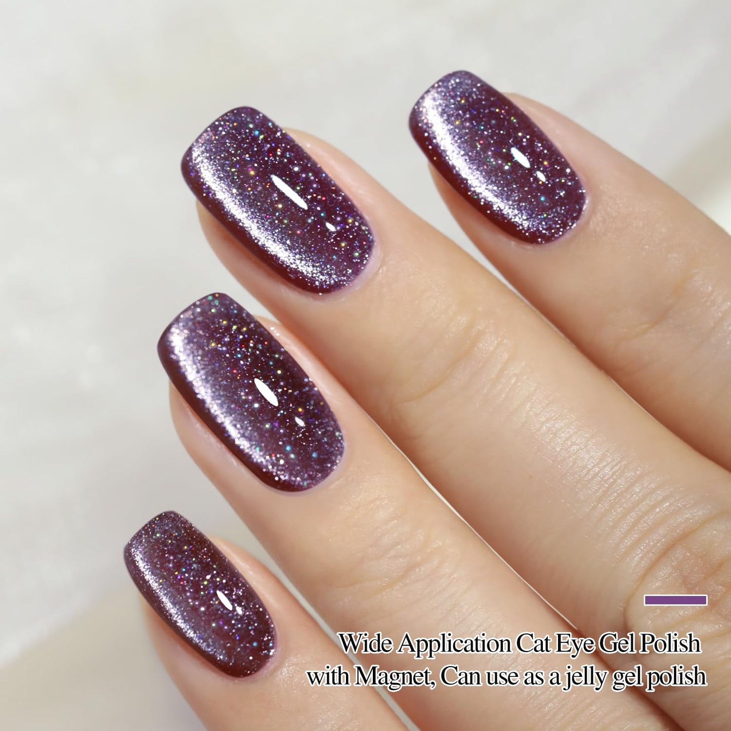 Double Rhythm 0.5 OZ Cat Eye Gel Polish with Magnet 15ML Holographic Glitter Shimmer Translucent Jelly Color Magnetic Nail Polish Salon DIY at Home (MC1062)