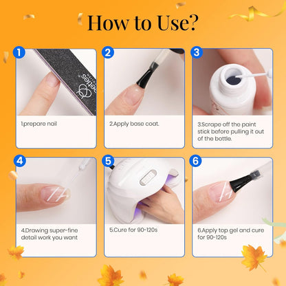 beetles Gel Polish Swirl Nail Art White Gel Liner Nail Polish 1 pcs 7ml Classic White Color Nails Art Paint for Thin French Tip Line Soak off Uv Lamp Manicure Salon