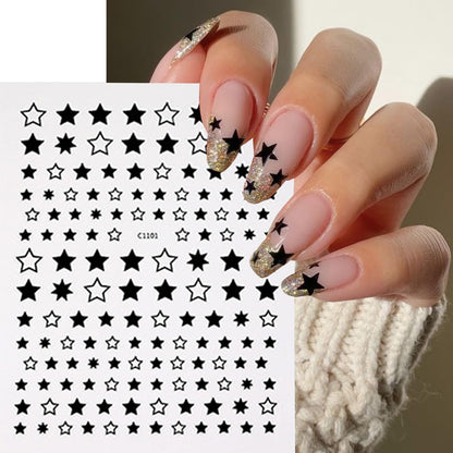 12 Sheets Stars Nails Stickers 3D Self Adhesive Nail Decals Stars Nail Design Shiny Starlight DIY Transfer Decal Colorful Star Nail Tip Sticker Pentagram Glitter Manicure Decoration