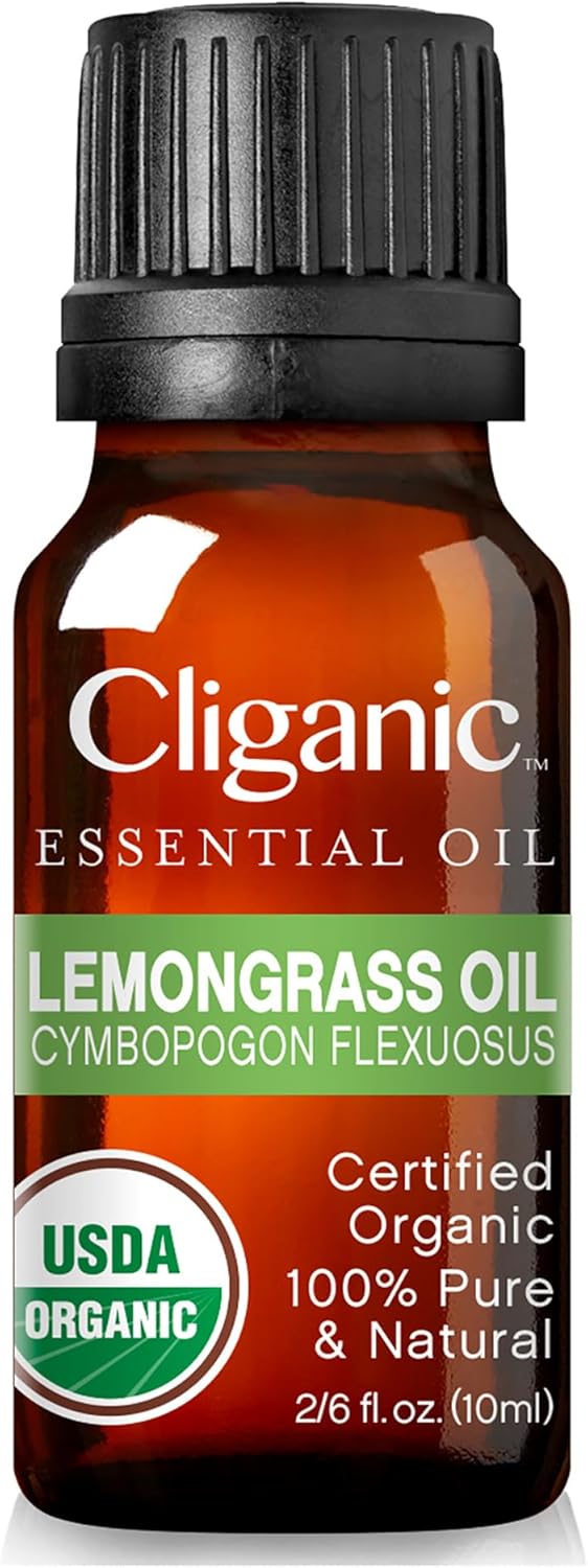 Cliganic USDA Organic Lemongrass Essential Oil - 100% Pure Natural Undiluted, for Aromatherapy Diffuser | Non-GMO Verified (Packaging May Vary)