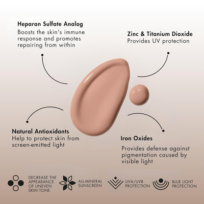 Senté Even Tone Mineral Sunscreen Tinted | SPF 40 Light-Medium | Hydrating, Lightweight Sun Protection Treatment for Redness & Discoloration | UVA/UVB & Blue Light Defense | 1.7 oz