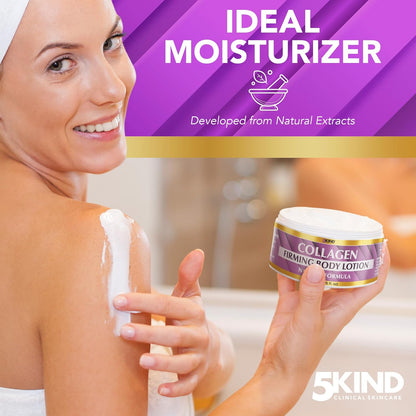 Collagen Cream 6.76 Fl Oz- Natural Collagen Body Lotion for Firmer & Conditioned Skin - Crepe Skin Firming Cream - Collagen Lotion for Women & Men - Crepey skin repair treatment by 5kind