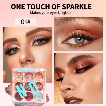 9-Color Neutral Eyeshadow Palette – Matte & Shimmer Combination, Soft Beige & Brown Tones, Long-Lasting, Waterproof, Blendable, Versatile Looks for Everyday, Work, and Date Makeup 01