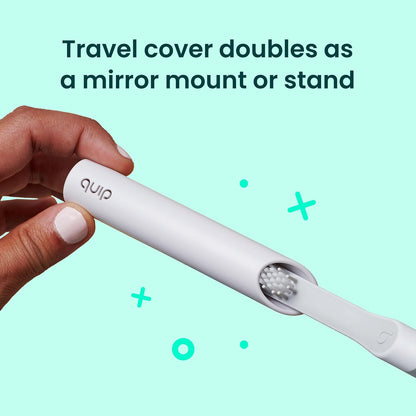 Quip Plastic Sonic Electric Toothbrush for Adults - Time Travel & Soft Bristles with Travel Case & Replacement Brush Head - 3 Month Battery Life - Sage Green