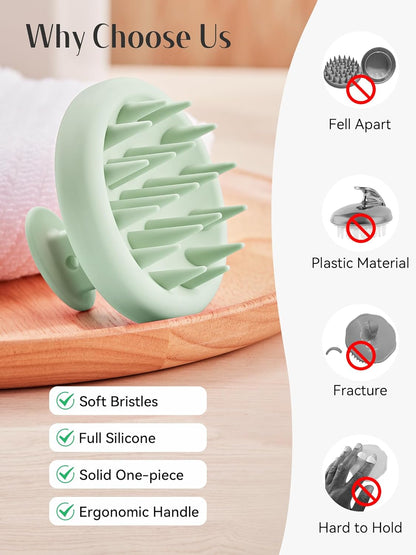 HEETA Scalp Massager Hair Growth, Scalp Scrubber with Soft Bristles, Integrated Silicone Design, Exfoliator for Dandruff Removal & Relaxation, Shampoo Brush Fit Wet/Dry Hair Use, Dark Green