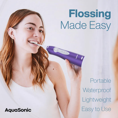 AquaSonic Water Flosser - Cordless Rechargeable Water Flossers for Teeth Cleaning - Waterproof Aqua Flosser, Portable Oral Irrigator for Dental Cleaning with 5 Jet Tips – Braces Home Travel