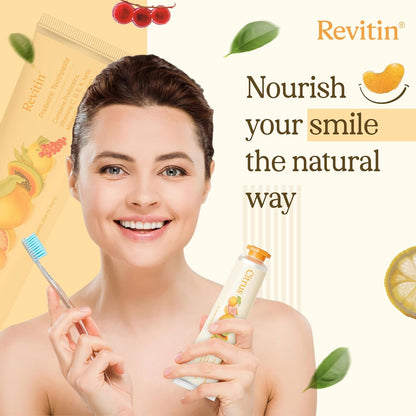 Revitin Toothpaste | Fluoride-Free Prebiotic Citrus Tooth Gel | No SLS, Gluten Free, Dye Free, GMO Free, No Sweeteners | Non-Toxic, Kid Approved