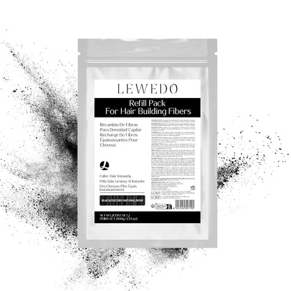 Hair Building Fibers Refill Pack - 100g Instant Thickening Fibers for Men & Women, Natural Cotton Powder, Wind/Rain Resistant, For All Hair Fiber Applicator Bottles (Black)