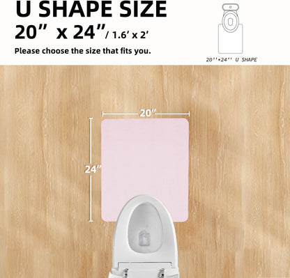 Toilet Rug, Thin Toilet Rugs U Shaped Washable Non Slip Absorbent Quick Dry Low Pile Toilet Mat, 20"x24" U Shape Pink