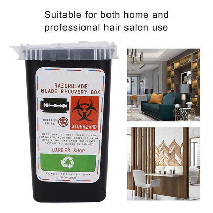 Disposal Blade Container, Strong Sealing Shaving Knife Blade Disposal Collect Box Safety Razor Case for Men Barbershop Hair Salon(Black)