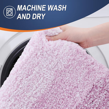 OLANLY Bathroom Runner Rugs 59x24, Extra Soft Absorbent Microfiber Bath Rugs, Rubber Backing, Quick Dry, Washable Bath Mats for Bathroom Floor, Tub and Shower, Home Decor Accessories, Pinkish-Purple