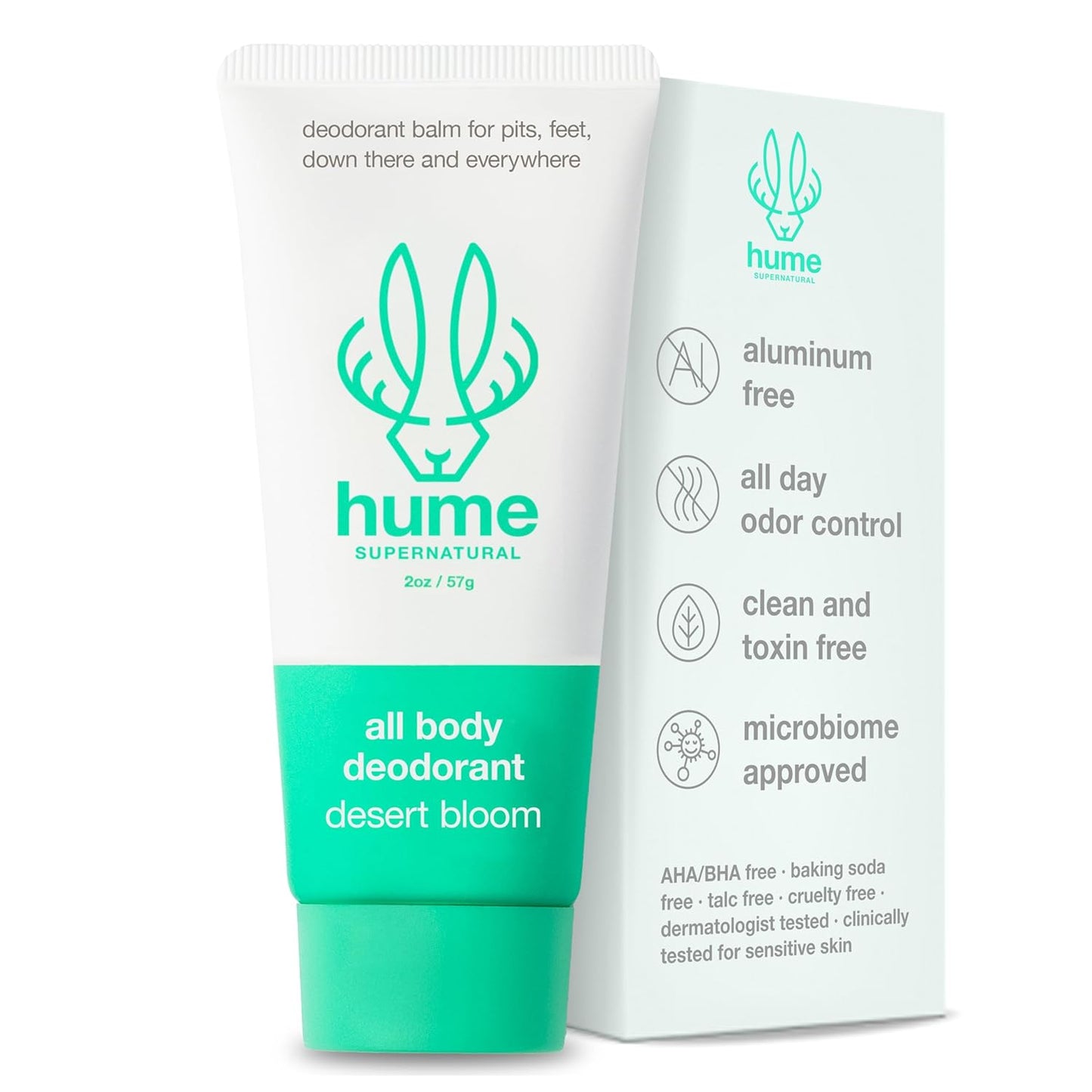 Hume Supernatural Invisible Whole Body Deodorant Balm - Full Body Protection - Aluminum Free, No Baking Soda - Anti-Chafing Odor Control - Clinically Tested on Sensitive Skin (Desert Bloom, 1-Pack)