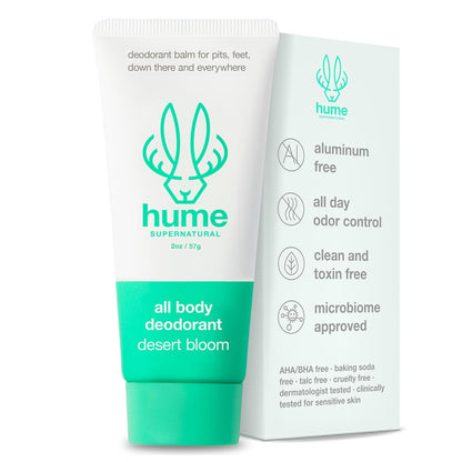 Hume Supernatural Invisible Whole Body Deodorant Balm - Full Body Protection - Aluminum Free, No Baking Soda - Anti-Chafing Odor Control - Clinically Tested on Sensitive Skin (Desert Bloom, 1-Pack)