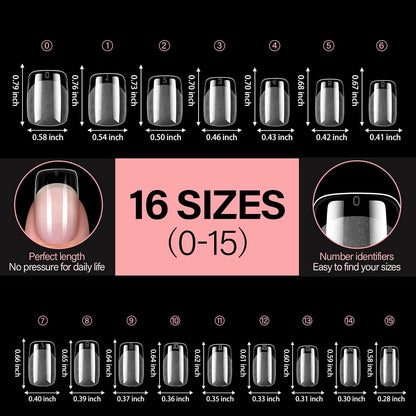 AILLSA Short Square Nail Tips, Fake Thickened Half Matte Nails Tips, Pre-shaped Press on False Nail Tip for Nail Salon 256PCS with Storage Box