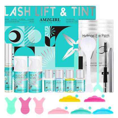 Lash Lift, Eyelash Perm Kit & Black Brow Lamination Kit, Natural Eyelash Curling Lash Extension Set, Lash Perm Kit Detailed Instruction and Complete Tools Achieve Salon-Quality