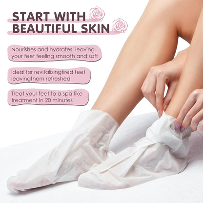 AUSLKA Moisturizing Foot Mask, Moisturizing Socks, Hydrating Moisturizer Sock for Dry Cracked Feet Heel, Leave Your Feet Moisture and Smooth(Shea Butter) - 6 Packs