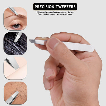 Travel Manicure Set Professional Nail Clipper Kit-5 Pieces Stainless Steel Manicure Kit, Women Men Grooming kit With Nail Care Tools Beauty Scissors Tweezers (Silver Pink)