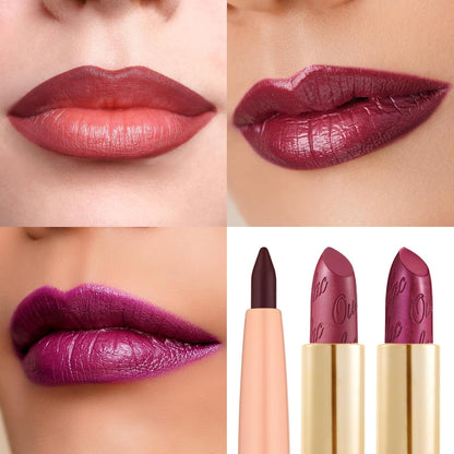 Oulac Red Lipstick & Lipliner Set High Impact Lipcolor with Moisturizing Formula, Vegan Beauty, Full-Coverage Lip Color, Gift Lipstick for Women, 4.3g X 3PCS, LL07+03+04