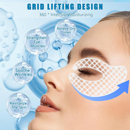 Under Eye Patchs - Blue Copper Peptide Under Eye Patches for Puffy Eyes and Dark Circles, Reduce Under Eye Bags and Smooth Wrinkles-5 Pairs