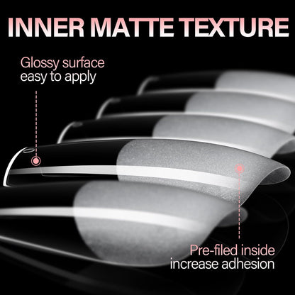 AILLSA Long Coffin Nail Tips - 450pcs Thickened Pre-shaped False Nail Tips Half Matte Nails Tips, Acrylic Fake Nails Extension for Home Salon DIY