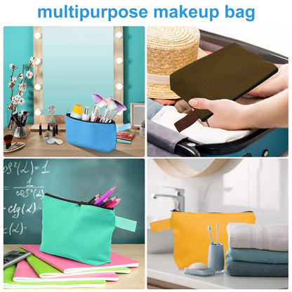Saintrygo 30 Pcs Makeup Bag Travel Canvas Cosmetic Bag Bulk Multipurpose Small Makeup Pouch for Purse Portable Blank Zipper Toiletry Organizer DIY for Women Assorted Color(Classic,8.7 x 5 x 1.8 Inch)