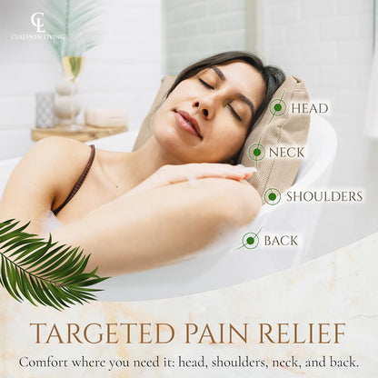 Luxury Bath Pillow for Tub - Thick and Comfortable Bathtub Pillow Support for Head and Neck and Back - Washable Quick-Drying Bath Pillows - Bath Cushion for Home Spa - Fits Any Bathtub - Sand