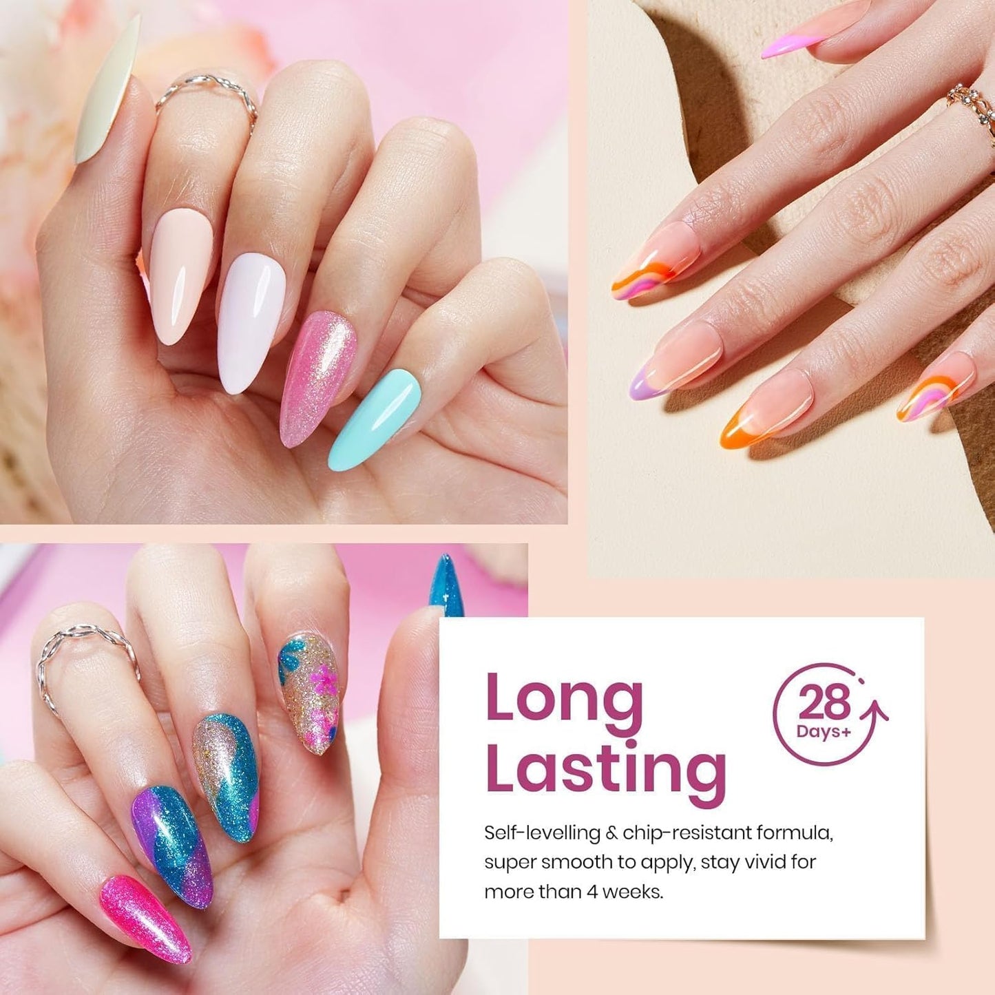 Beetles Fall Gel Nail Polish Set, 36 Colors Gel Polish Set Sparkle Red Pink Glitter Black Nail Kit Free Journey Collection with 3Pcs Base Top Coat Soak off Uv Gel Polish Manicure Kit