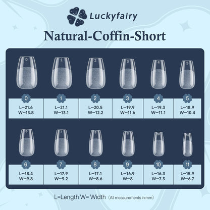 Coffin Press on Nails: 504pcs Pre-etched Short Nails Clear Coffin Gel Tips for Full Cover Fake Nails French Nail Extension Salon Home DIY 12 Sizes Gelly Tips