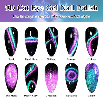 Double Rhythm Jelly Glass Cat Eye Gel Polish with Magnet 15ML Holographic Glitter Shimmer Translucent Sheer Color Magnetic Nail Polish Salon DIY at Home (Blue Purple-MC1049)