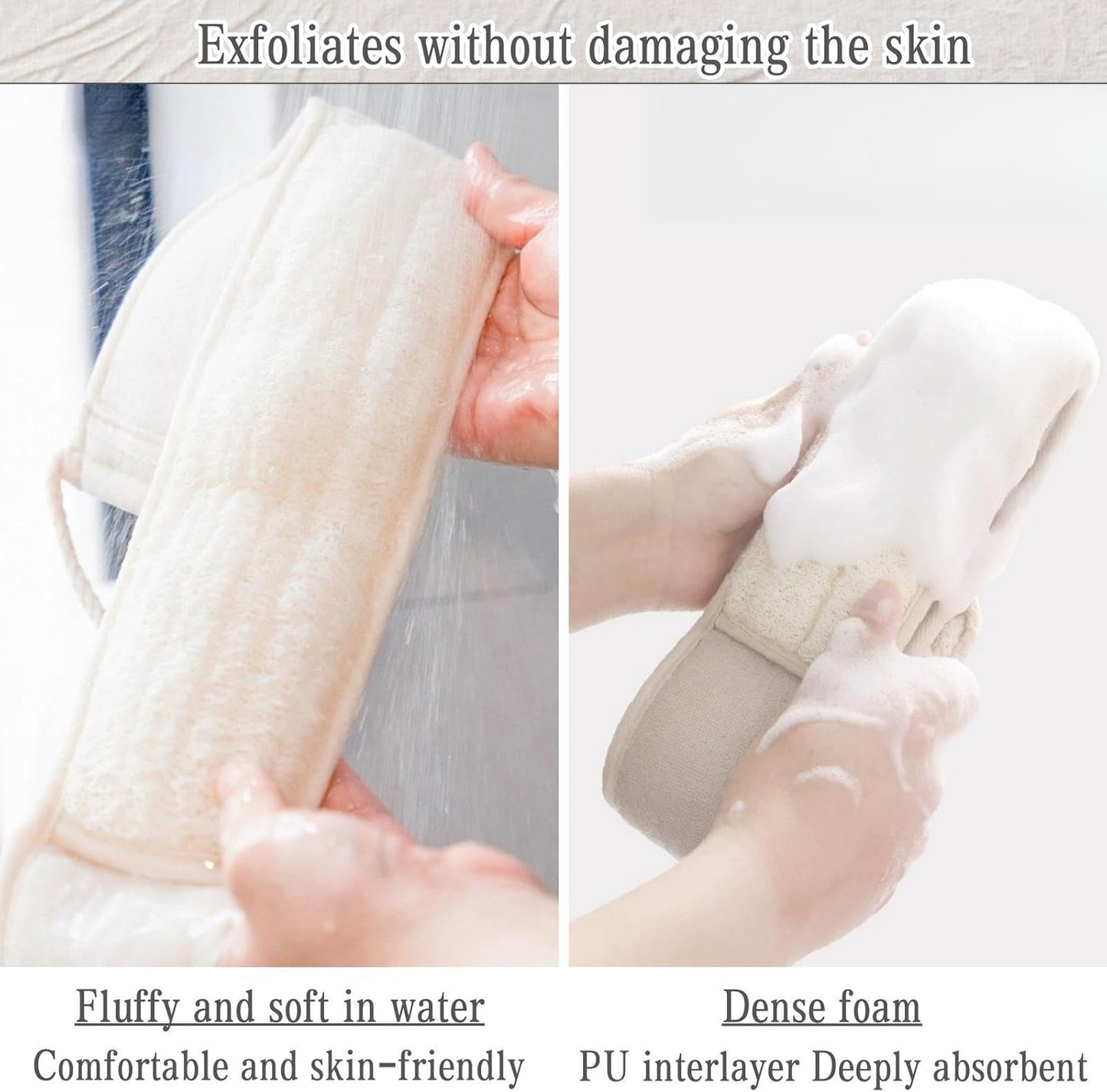 Exfoliating Natural Loofah Sponge Back Scrubber for Shower, Exfoliating Sponge for Shower, Bath Shower Scrubber for Men and Women, Luffa Scrubber to Clean Your Back Deeply Relax Your Body (1 Pack)