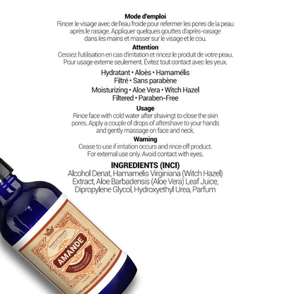 Aftershave Splash For Men l Amande Fragrance l Canadian Made by A Skilled Artisan l Moisturizes & Soothes the Skin | 114 ml (4 oz)