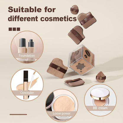 24Pcs Makeup Powder Puffs Set with 4 Cases, Velour/Leather/Air Cushion Makeup Puff, Reusable & Washable, Ideal For Foundation, powder cream, Setting, concealer, Wet Dry Makeup tools (4Box)