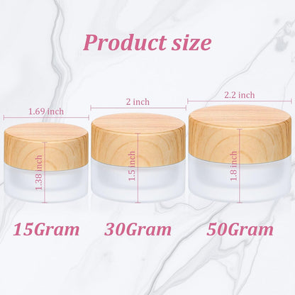 Geiserailie 3 Pieces Glass Cosmetic Containers Empty Sample Jars with Leak Proof Lids Makeup Sample Containers for Lotion Cream Cosmetic (50,30,15 Gram)