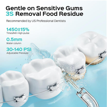 COSLUS Mini Water Flosser for Travel: Portable Compact Design, Cordless Oral Irrigator with 4 Modes, Removable Tank, IPX7 Waterproof for Braces, Orthodontic, Sensitive Teeth On-The-Go Use, Black, T40