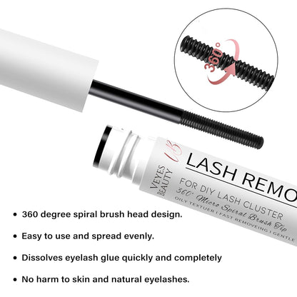 VEYESBEAUTY Cluster Lash Glue Remover 5ML Eyelash Remover for DIY Lash Extensions at home Clear Remover for Self-application Individual Lashes