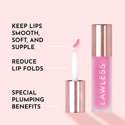 Lawless Forget the Filler Lip Plumping Line Smoothing Gloss - Strawberry Popsicle - Premium Volumizing Lip Gloss with Natural Ingredients Designed to Plump, Firm, and Hydrate Lips 0.11 oz