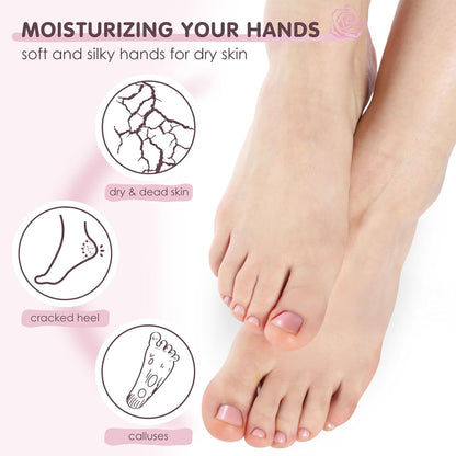 AUSLKA Moisturizing Foot Mask, Moisturizing Socks, Hydrating Moisturizer Sock for Dry Cracked Feet Heel, Leave Your Feet Moisture and Smooth(Shea Butter) - 6 Packs