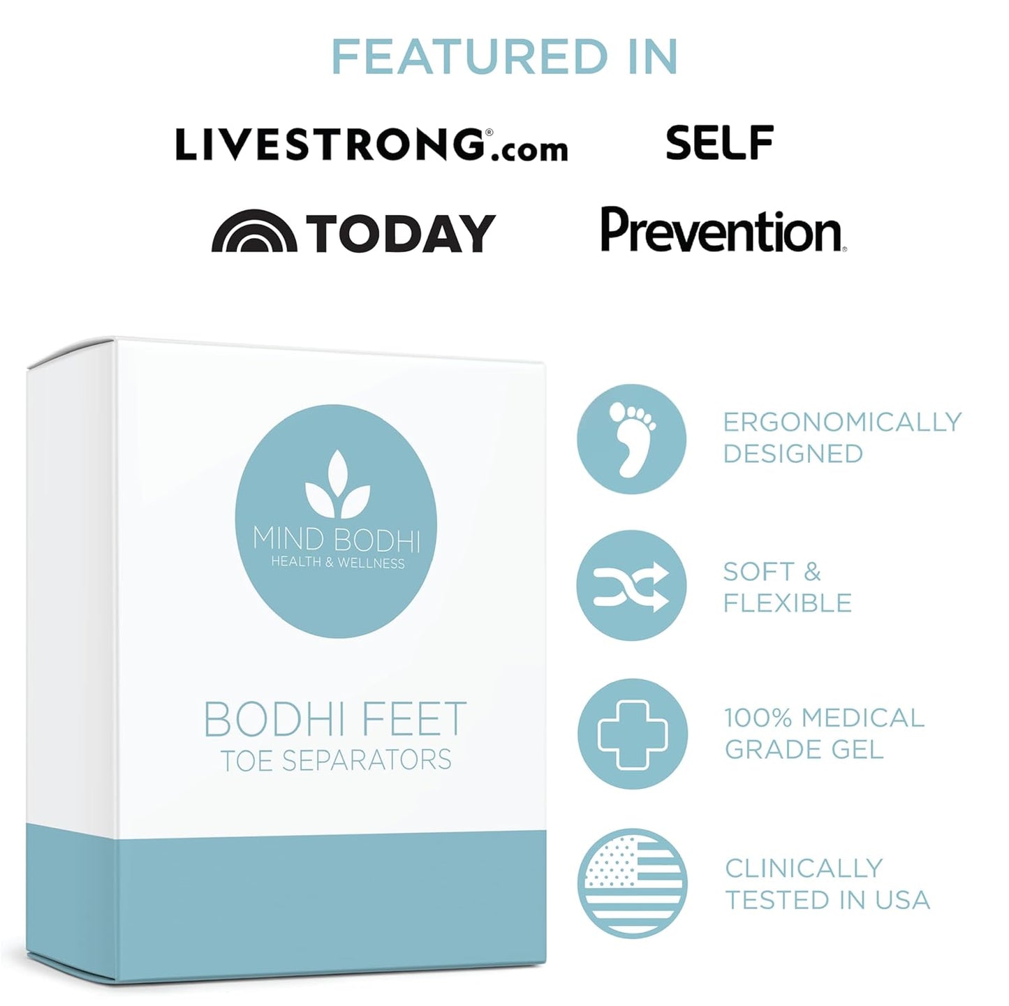 Mind Bodhi Single-Loop Toe Separators 4-Pack: Correcting Bunions and Restoring Toes to Their Original Shape - For Men and Women - Toe Spacers Bunion Corrector - Clear