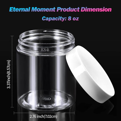 Eternal Moment 36 Pack 8 OZ Plastic Jars Round Clear Cosmetic Container Jars with White Lids, Perfect for Lotion, Slime，Cream, Ointments, Makeup, Eye Shadow, Samples, Pot, Travel Storage ﻿
