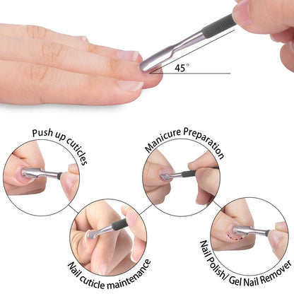 Ejiubas Cuticle Trimmer with Cuticle Pusher Cuticle Nipper Professional Grade Stainless Steel Cuticle Remover Cutter Clipper Durable Pedicure Manicure Tools (Grey)