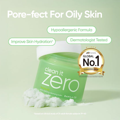 BANILA CO Clean it Zero Pore Clarifying Cleansing Balm | Korean Makeup Remover, Cleansing Oil, Facial Cleanser for Oily and Acne Prone Skin | Vegan | Made with AHA-PHA & Tea Tree (180ml / 6.08 fl.oz)