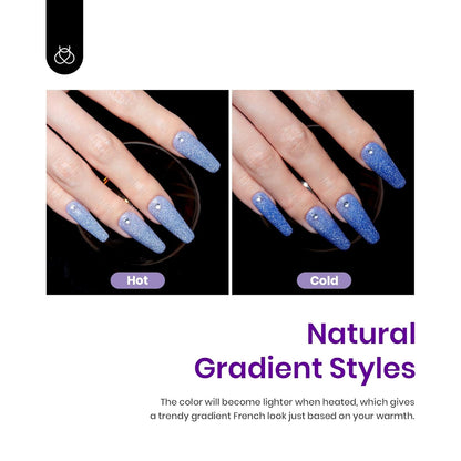 Beetles Color Changing Gel Nail Polish Kit, 6 Colors Pink Red Glitter Blue Purple Mood Temperature Change Nail Polish Gel Set Soak Off Nail Art Gel DIY Salon Manicure Gift