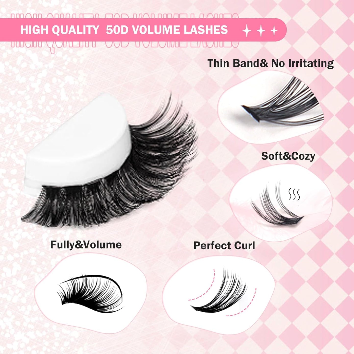 GAQQI Lash Clusters 320Pcs Individual Lashes 50D Mixed 9-16mm Eyelash Clusters C Curl Lash Clusters Look Like Mink Eyelash Extensions Thin Band Soft to Use Self Application(50D-CMIX）