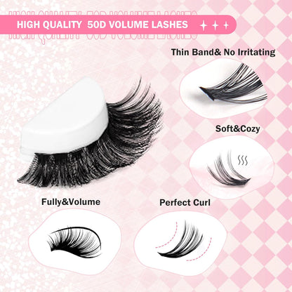 GAQQI Lash Clusters 320Pcs Individual Lashes 50D Mixed 9-16mm Eyelash Clusters C Curl Lash Clusters Look Like Mink Eyelash Extensions Thin Band Soft to Use Self Application(50D-CMIX）