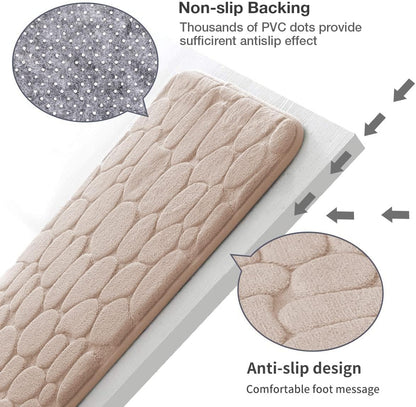 YIHOUSE Memory Foam Bath Mat Cobblestone Bathroom Rugs Super Water Absorbent Bath Mats for Bathroom Machine Washable Bath Rugs(24 x 36,Khaki)