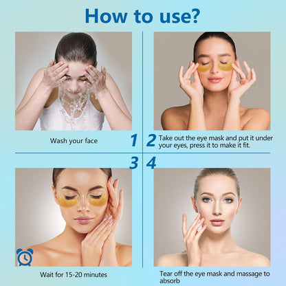 Under Eye Patches - 24 Pairs Natural Plant Extracts Eye Mask for Reduces Puffiness and Dark Circles Facial Anti-Aging, Hyaluronic Acid Eye Gel