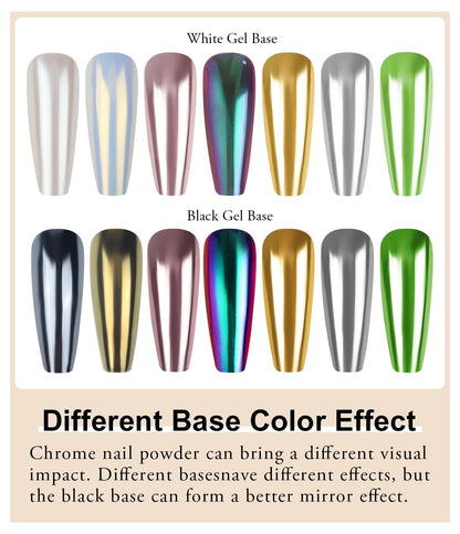24Pcs Chrome Nail Powder - Metallic Mirror Effect Holographic Aurora Iridescent Pearlescent Nail Chrome Powder for Gel Nails DIY Manicure Nail Art Decoration Gift for Women