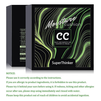 Air Cushion CC Cream Mushroom Head Cushion Foundation, BB Cream Face Makeup for Mature Skin Moisturizing Concealer Brighten Long-Lasting, Even Skin Tone for All Skin Types (Ivory)